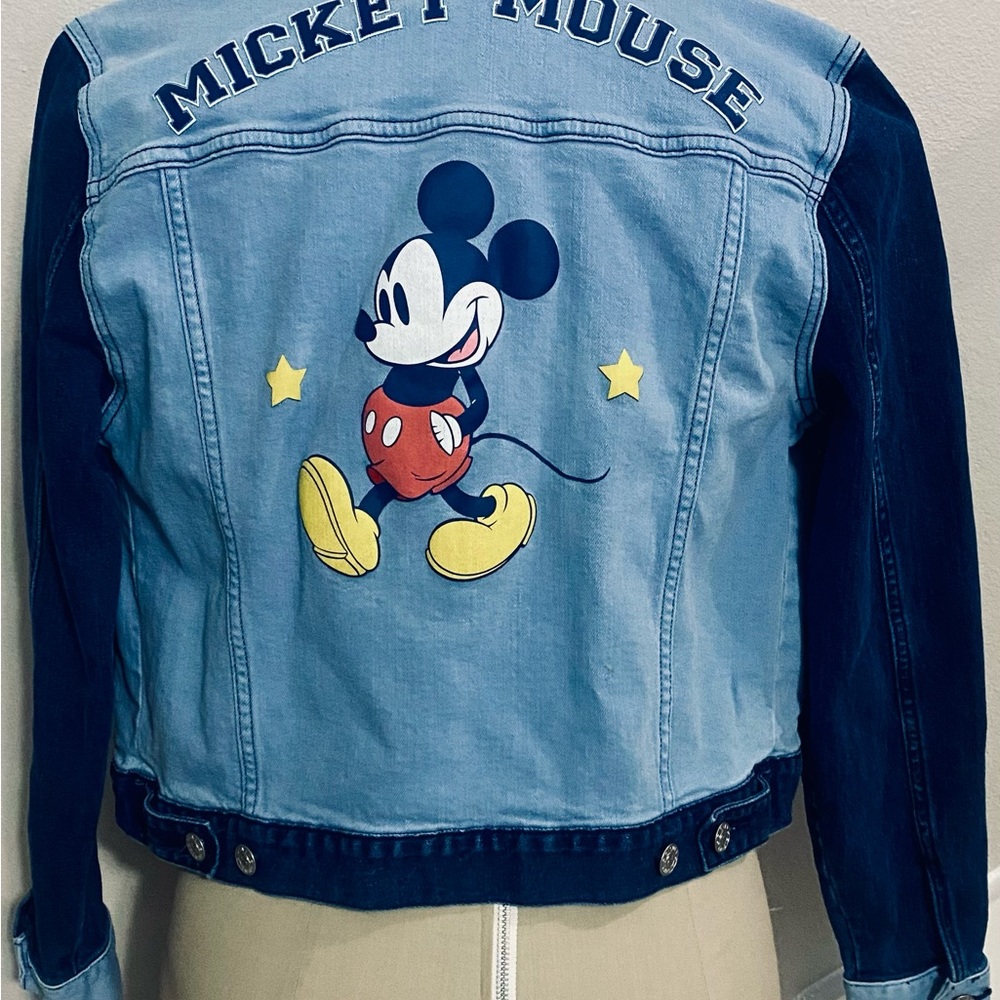 Her Universe Blue and Yellow Jean Jacket with Mickey Mouse Design